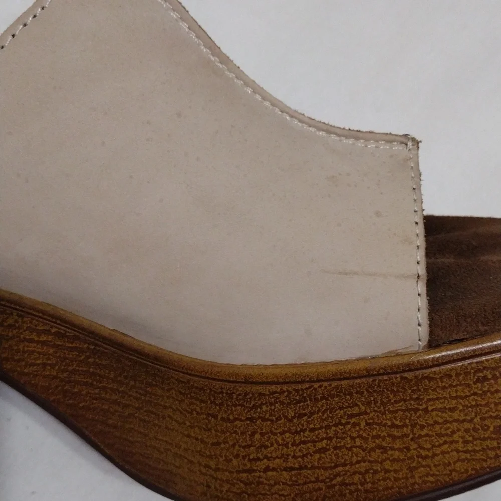 House of Harlow 1960 Leather Platform Block Heel Sandals Lightweight Summer 7.5